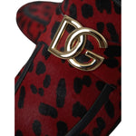 Dolce & Gabbana Red Black Leopard DG Loafers Formal Men Shoes MV5691-39