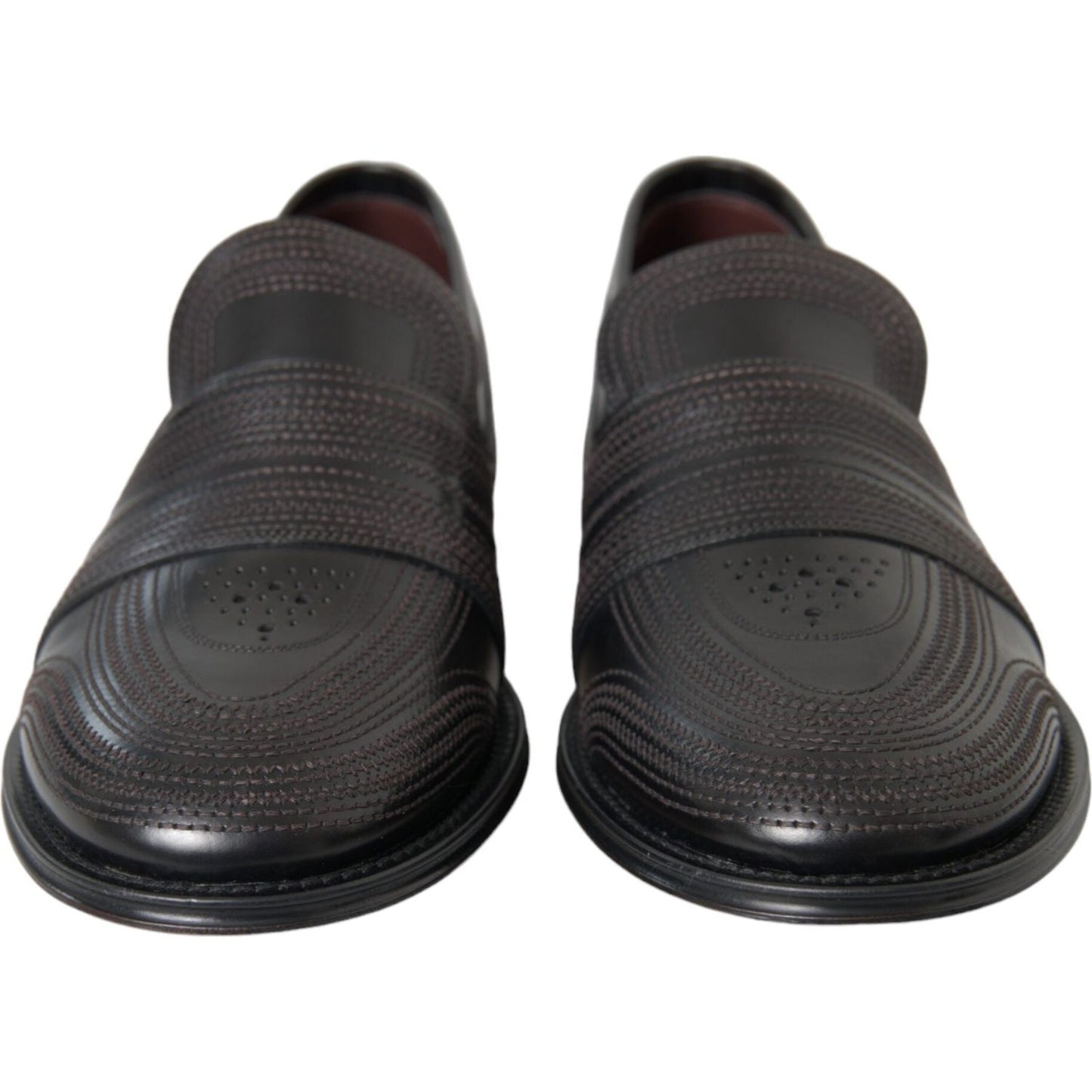 Dolce & Gabbana Black Brown Leather Loafer Men Dress Shoes MV5678-39