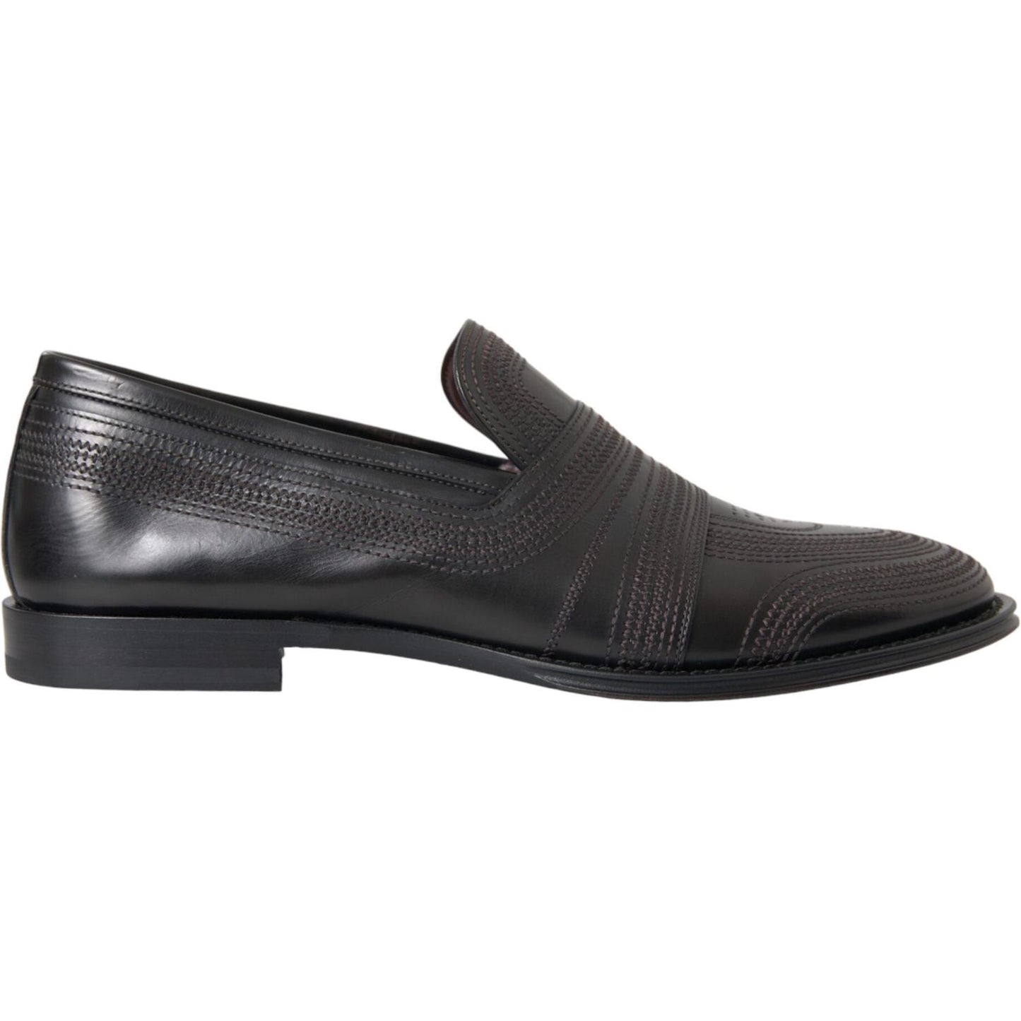 Dolce & Gabbana Black Brown Leather Loafer Men Dress Shoes MV5678-39