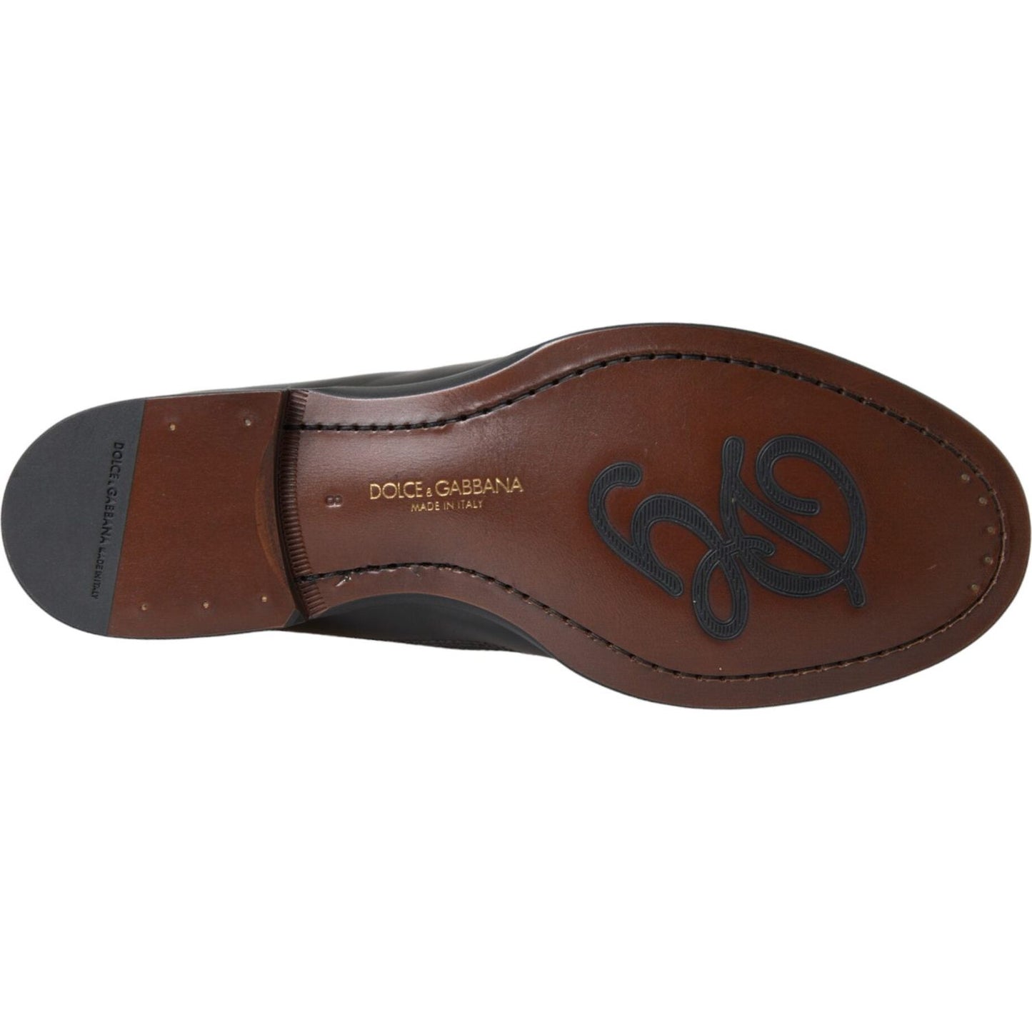 Dolce & Gabbana Black Brown Leather Loafer Men Dress Shoes MV5678-39