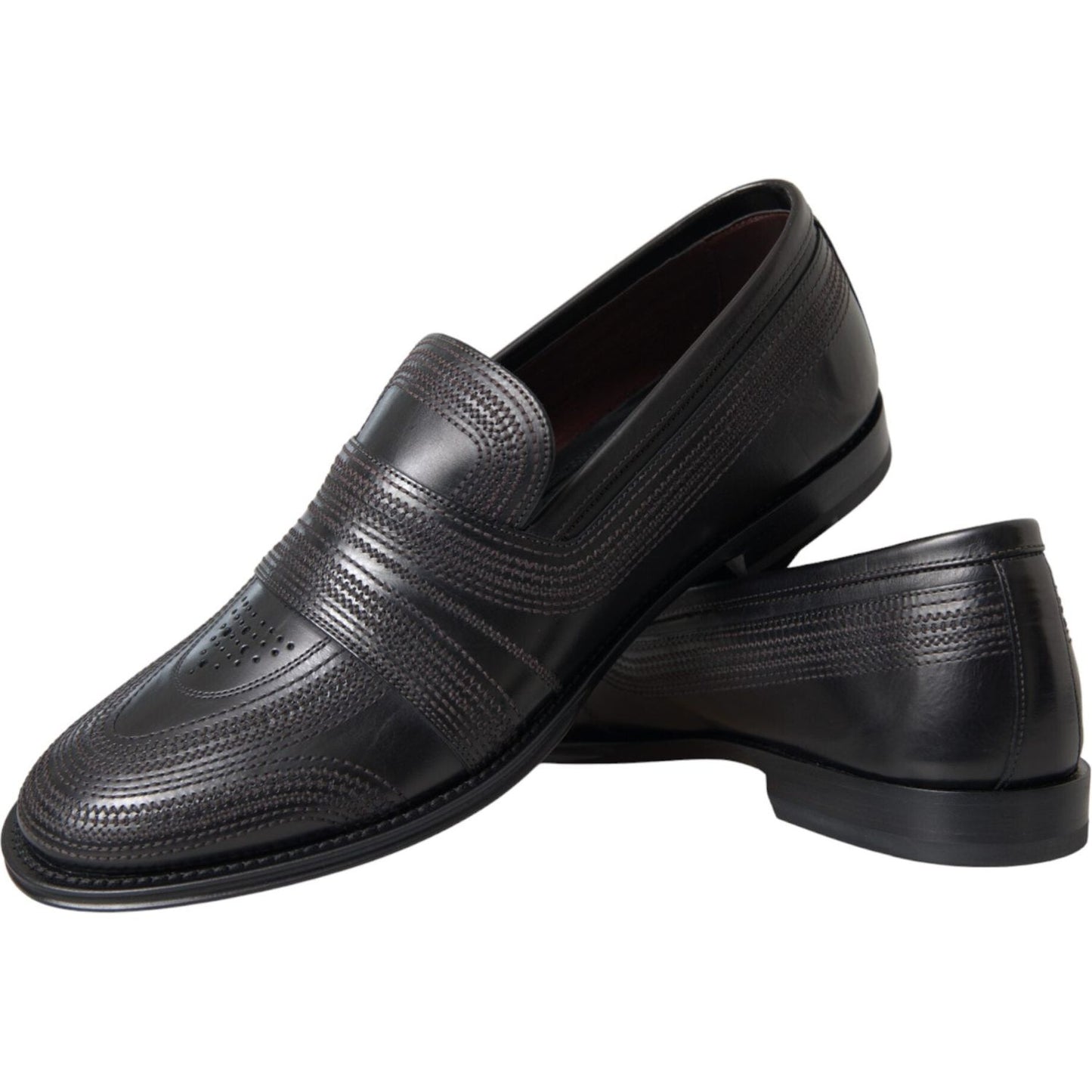 Dolce & Gabbana Black Brown Leather Loafer Men Dress Shoes MV5678-39
