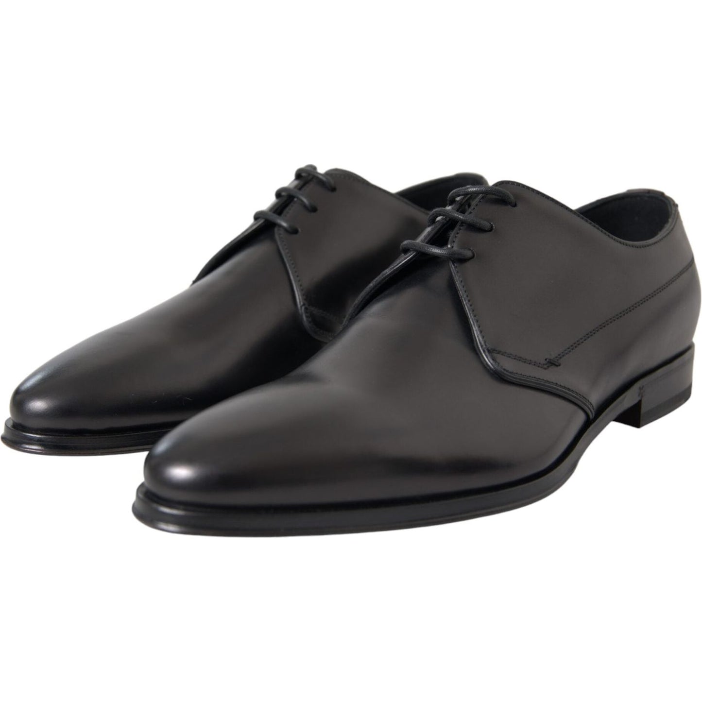 Dolce & Gabbana Black Leather Derby Formal Dress Men Shoes Dolce & Gabbana Dark Slate Gray