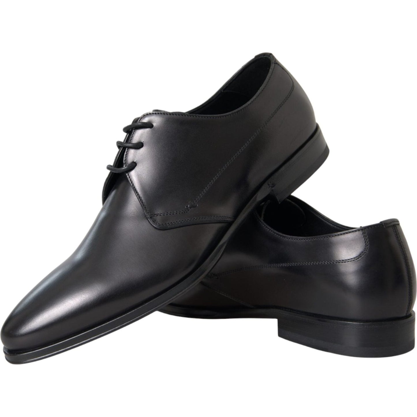 Dolce & Gabbana Black Leather Derby Formal Dress Men Shoes Dolce & Gabbana Dark Slate Gray