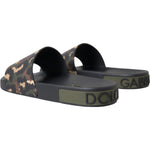 Dolce & Gabbana Multicolor Camouflage Leather Beachwear Men Shoes MV5673-41