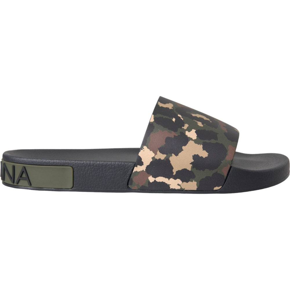 Dolce & Gabbana Multicolor Camouflage Leather Beachwear Men Shoes MV5673-41