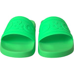 Dolce & Gabbana Green Leather Slides Sandals Beachwear Shoes MV5693-42