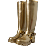 Dolce & Gabbana Metallic Gold Rubber PVC Rain Boots Shoes LA11145-37