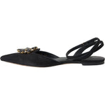 Dolce & Gabbana Black Leather Crystal Slingback Sandals Shoes