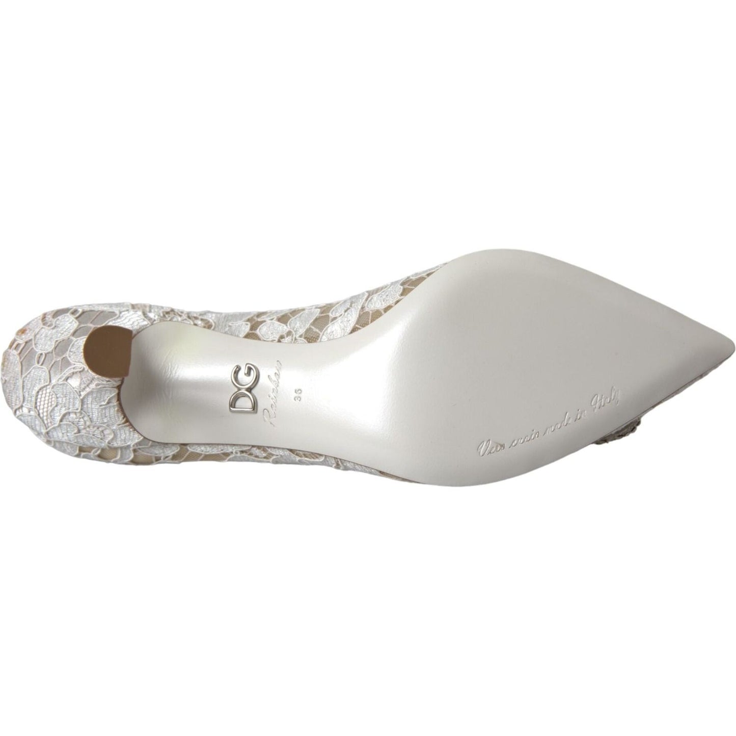 Dolce & Gabbana White Floral Lace DG Crystal Pumps Shoes Dolce & Gabbana Gray