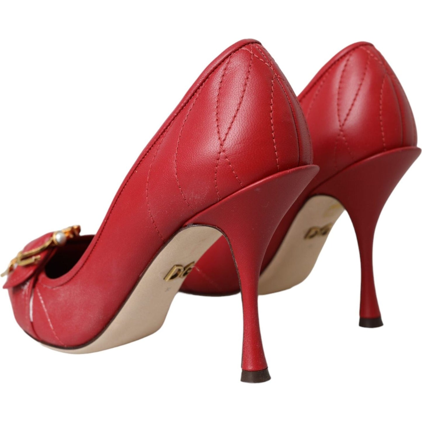 Dolce & Gabbana Red Devotion Leather Heels Pumps Shoes LA11023-36