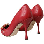 Dolce & Gabbana Red Devotion Leather Heels Pumps Shoes LA11023-36