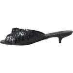 Dolce & Gabbana Black Exotic Leather Heels Slides Shoes