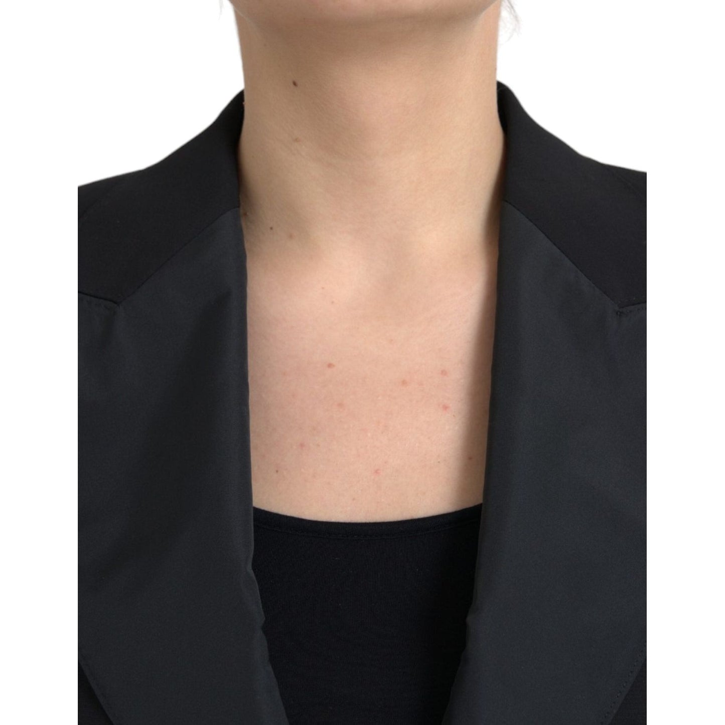 Dolce & Gabbana Black Polyester Puffed Sleeves Cropped Jacket Dolce & Gabbana Dark Slate Gray