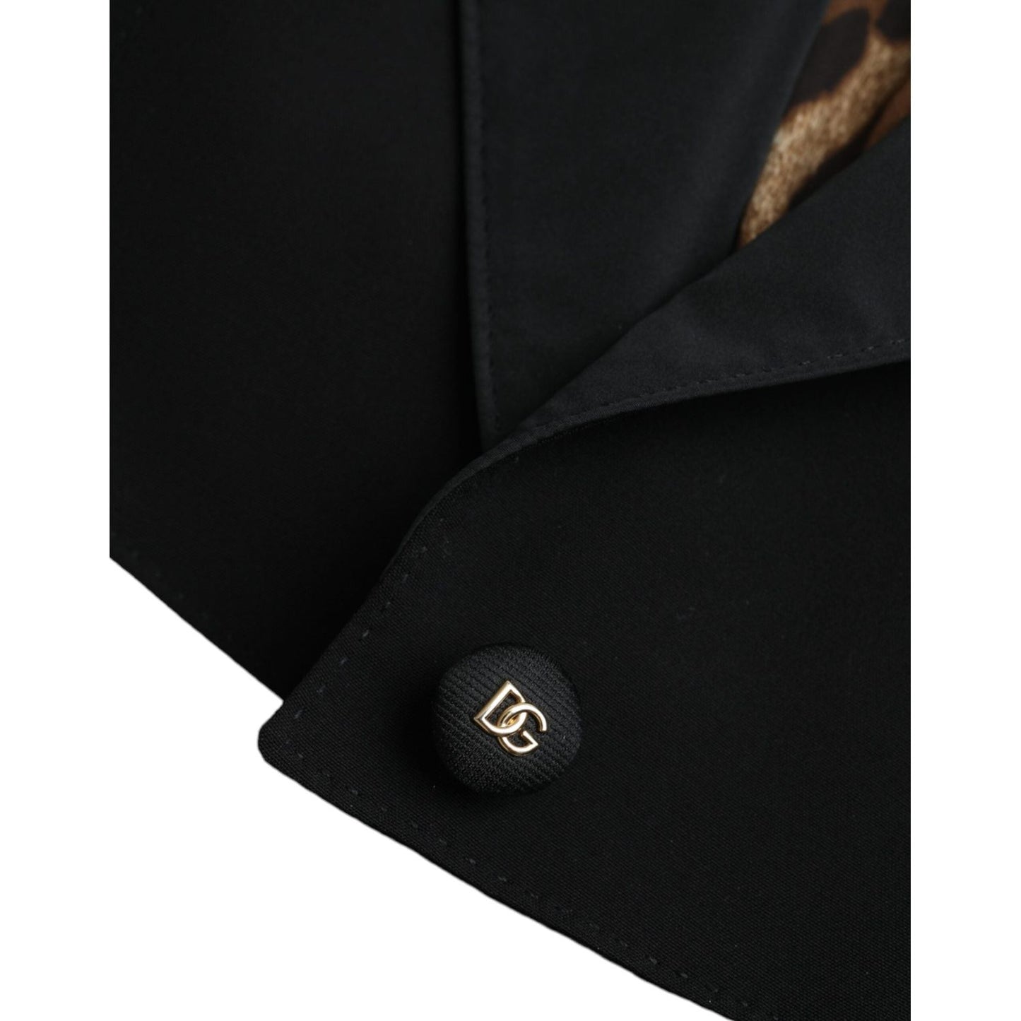 Dolce & Gabbana Black Polyester Puffed Sleeves Cropped Jacket Dolce & Gabbana Black