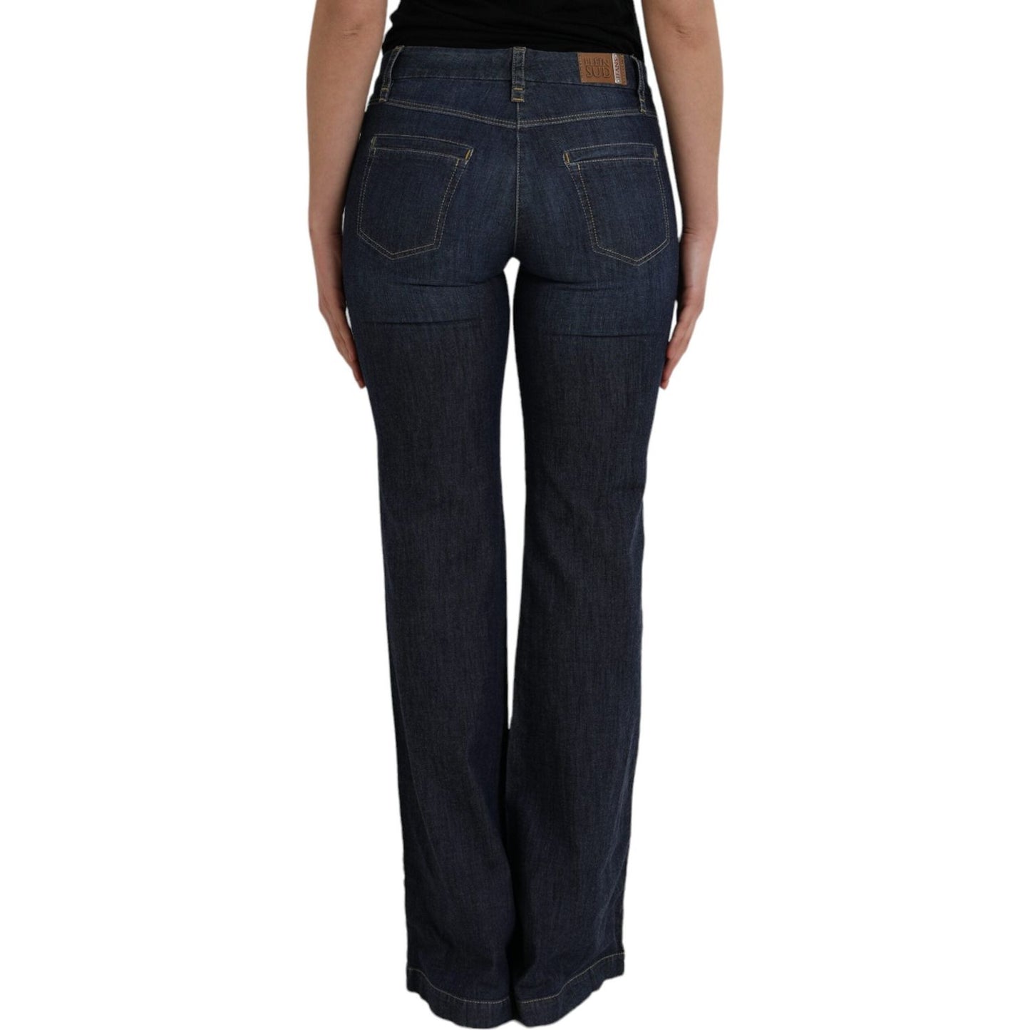 PLEIN SUD Dark Blue Cotton Bootcut Denim Jeans PLEIN SUD Black