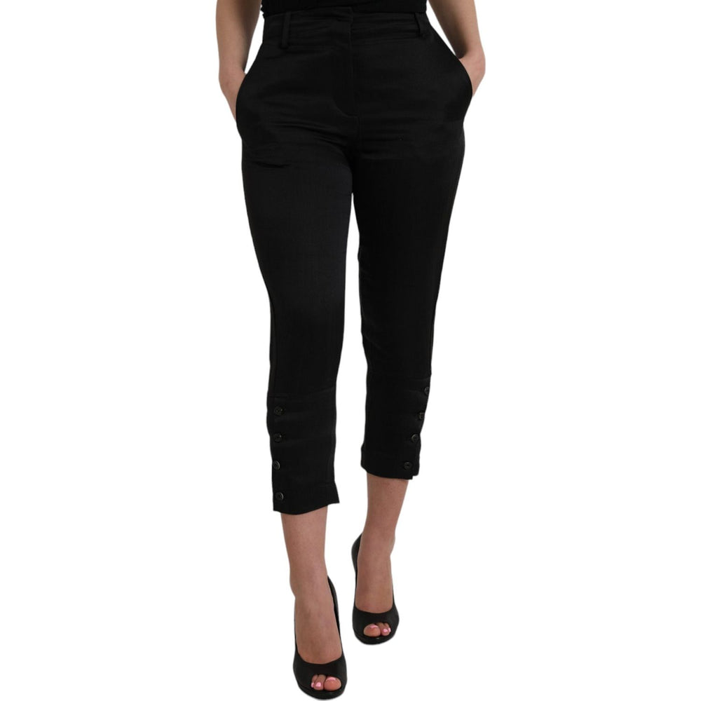 Ermanno Scervino Black High Waist Capri Cropped Pants PAN74690-42