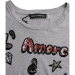 Dolce & Gabbana Gray Cotton L'Amore E'Bellezza Top T-shirt TSH84004-46