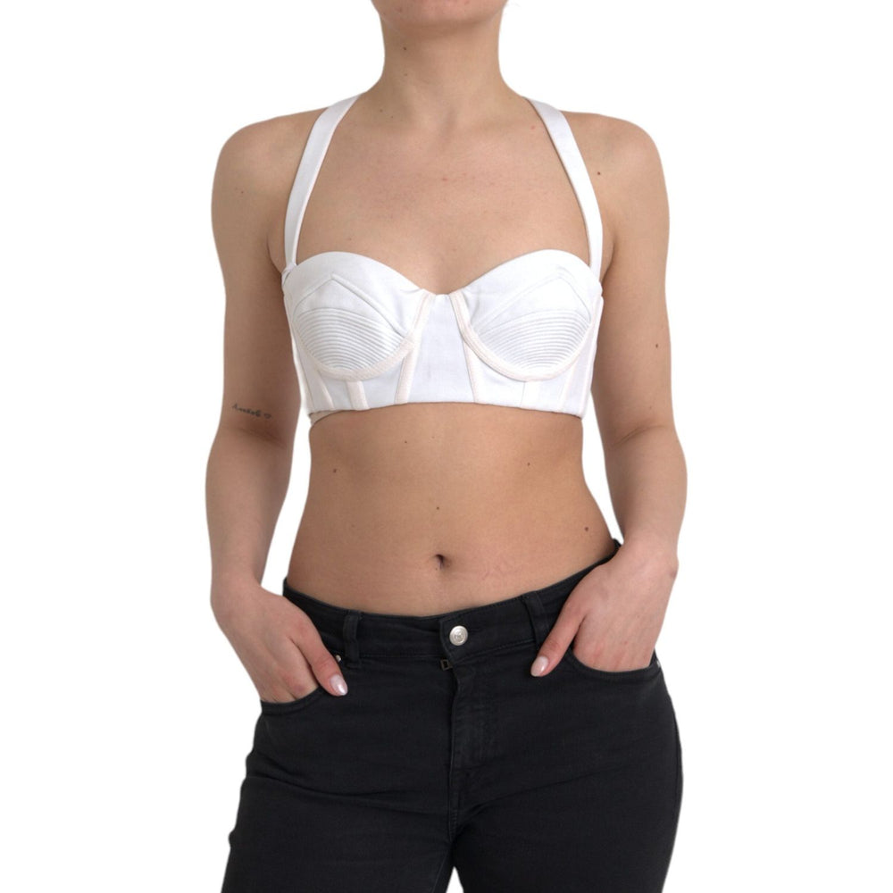 Versace White Viscose Bustier Sleeveless Cropped Top TSH84055-42