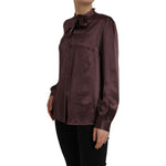Dolce & Gabbana Brown Ascot Collar Long Sleeve Top Blouse TSH852022-48