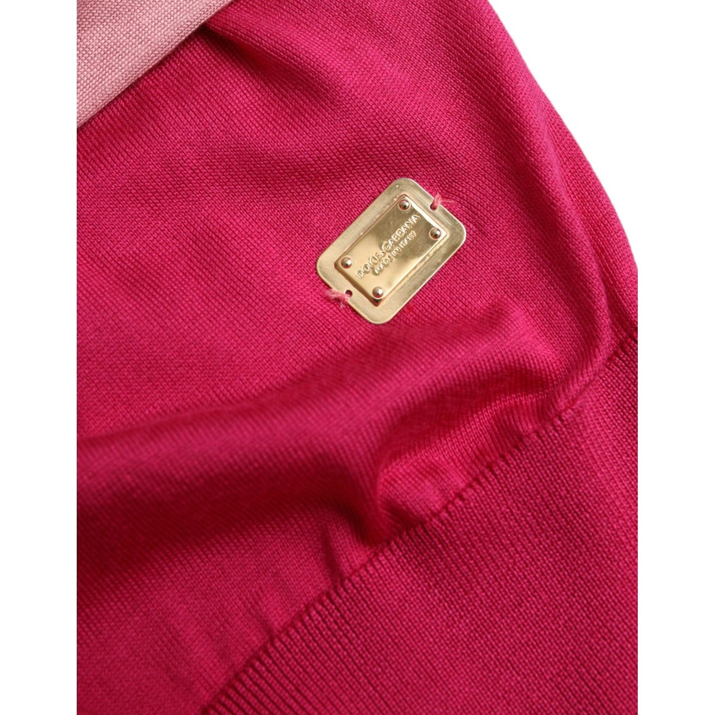 Dolce & Gabbana Pink Short Sleeves Pullover Ascot Collar Top TSH852027-40