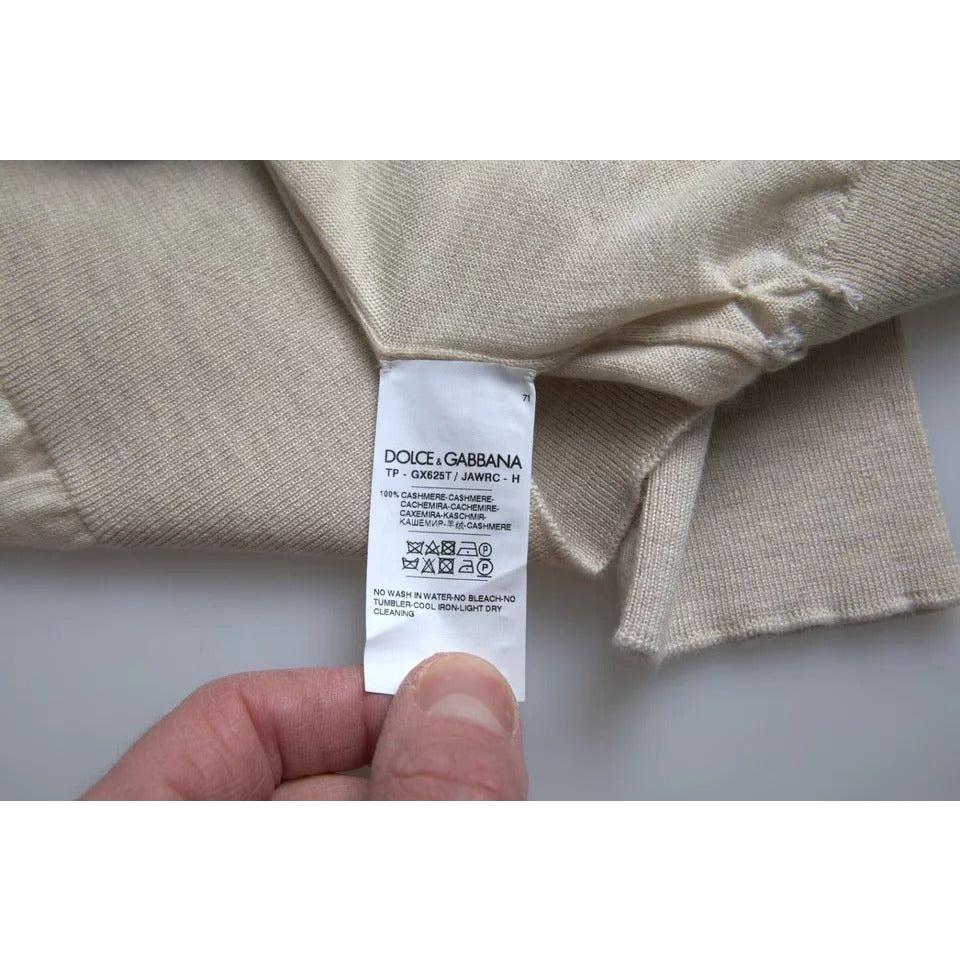 Dolce & Gabbana Pullover Beige Cashmere Turtleneck Sweater Dolce & Gabbana Light Slate Gray