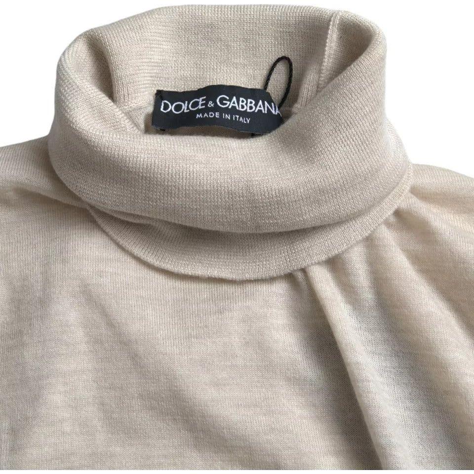 Dolce & Gabbana Pullover Beige Cashmere Turtleneck Sweater Dolce & Gabbana Dark Gray