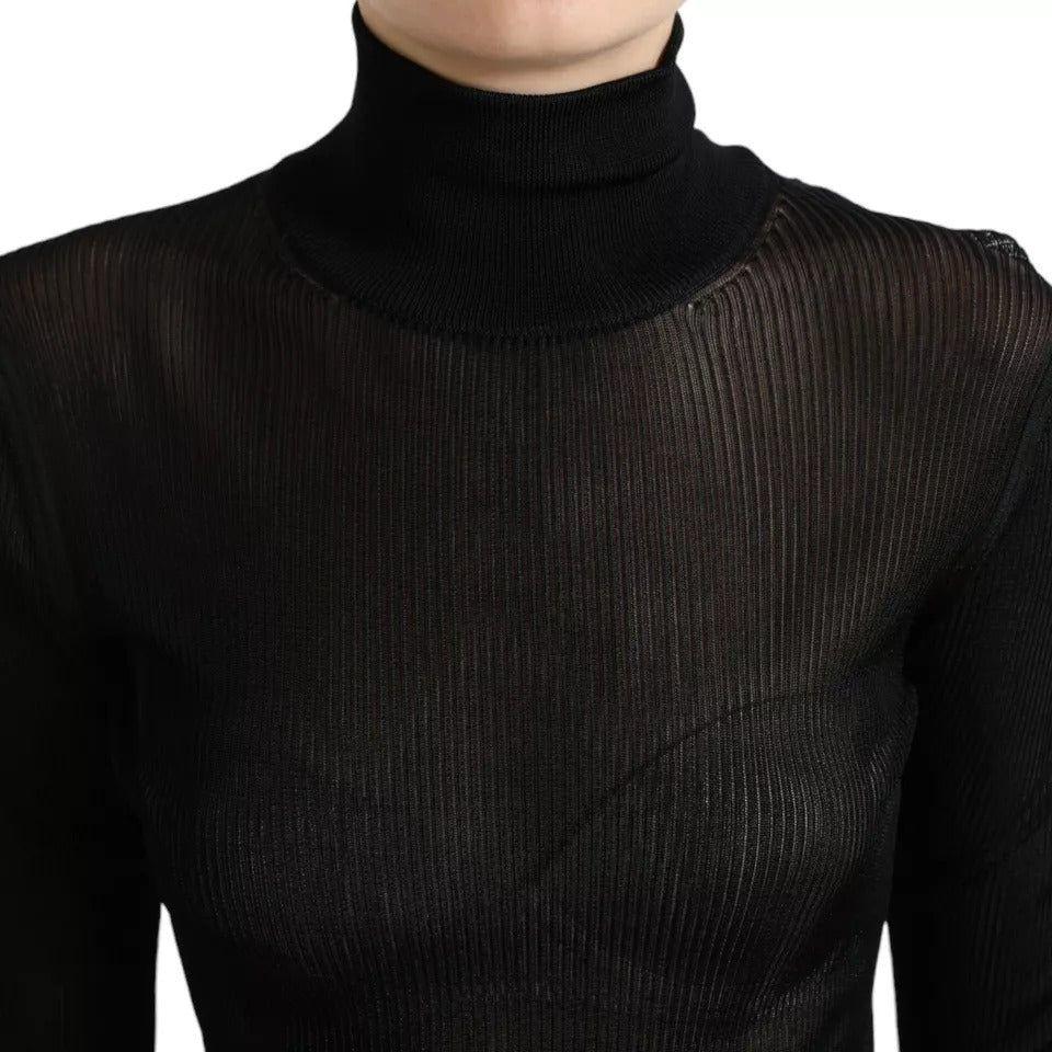 Dolce & Gabbana Black Viscose Turtle Neck Pullover Sweater Dolce & Gabbana Black