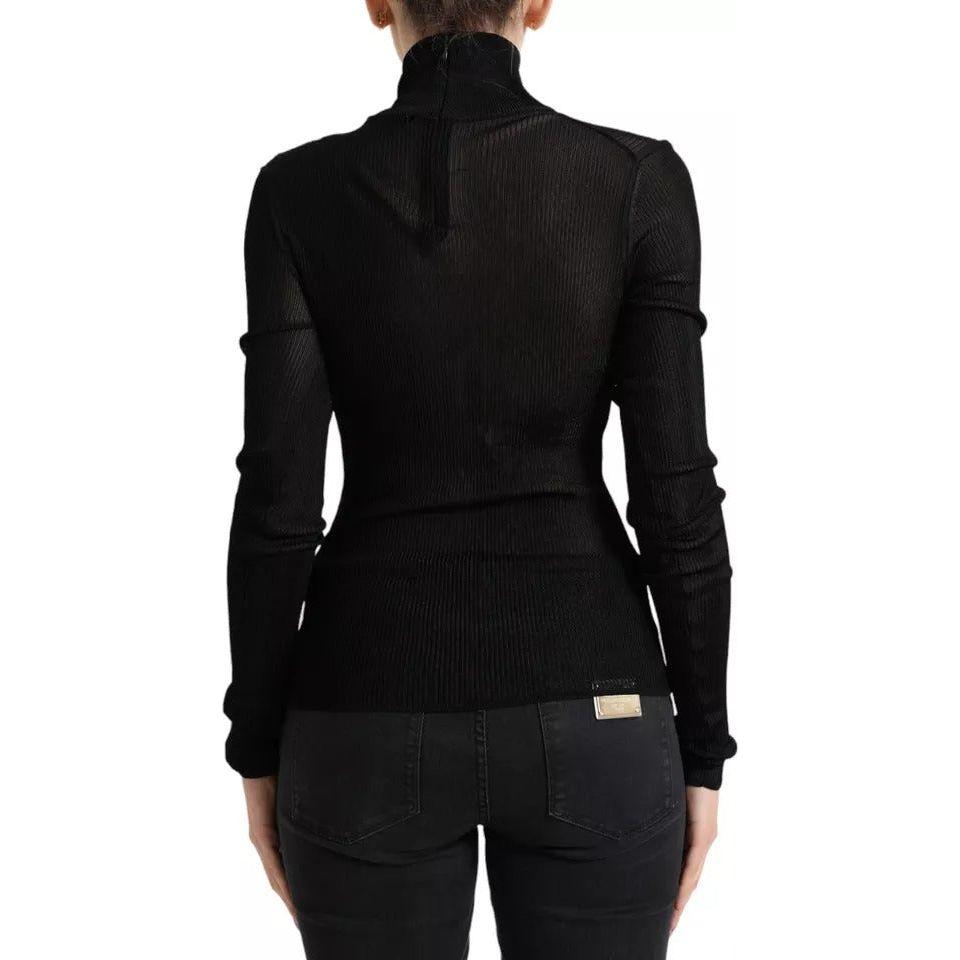 Dolce & Gabbana Black Viscose Turtle Neck Pullover Sweater Dolce & Gabbana Black