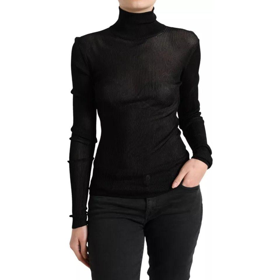Dolce & Gabbana Black Viscose Turtle Neck Pullover Sweater Dolce & Gabbana Black