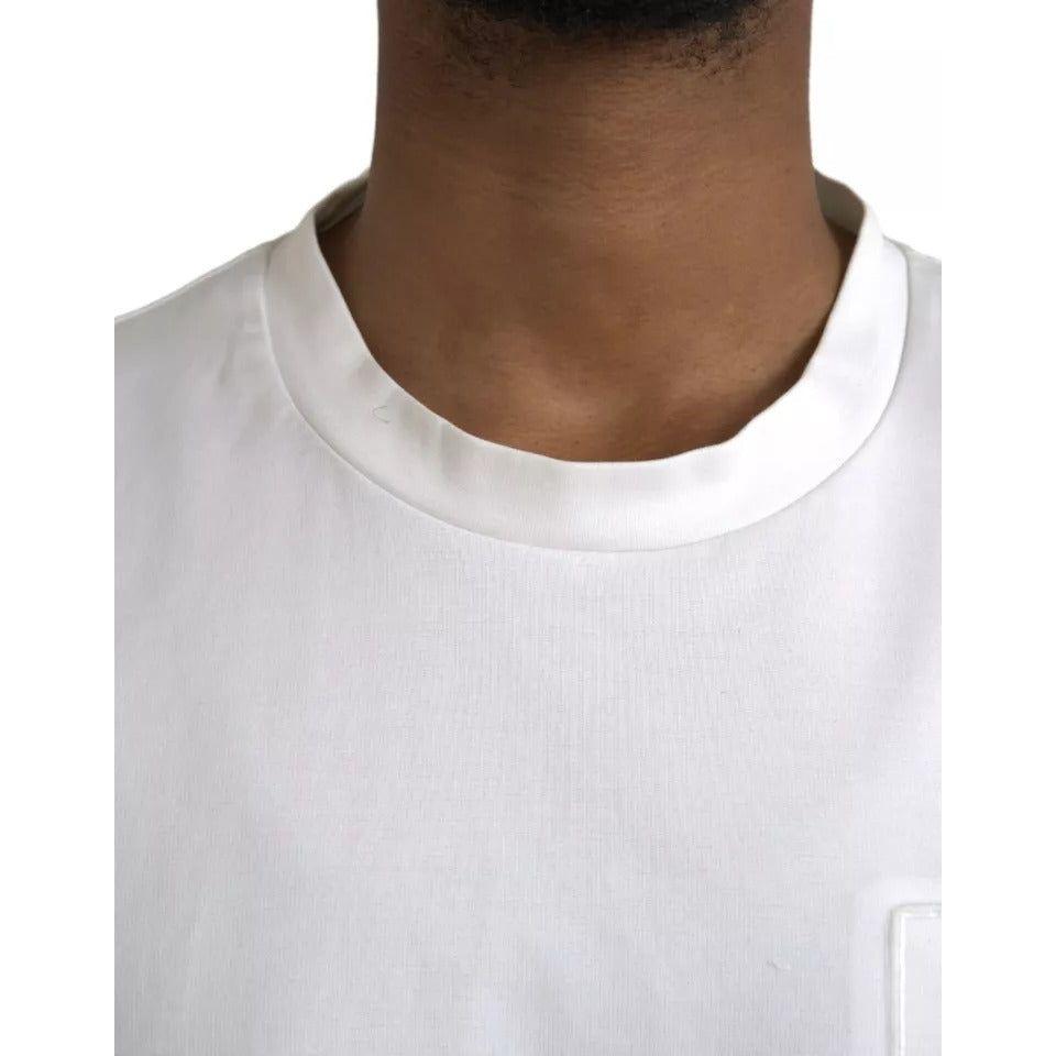 Dolce & Gabbana White Logo Embossed Cotton Crewneck T-shirt Dolce & Gabbana Light Gray