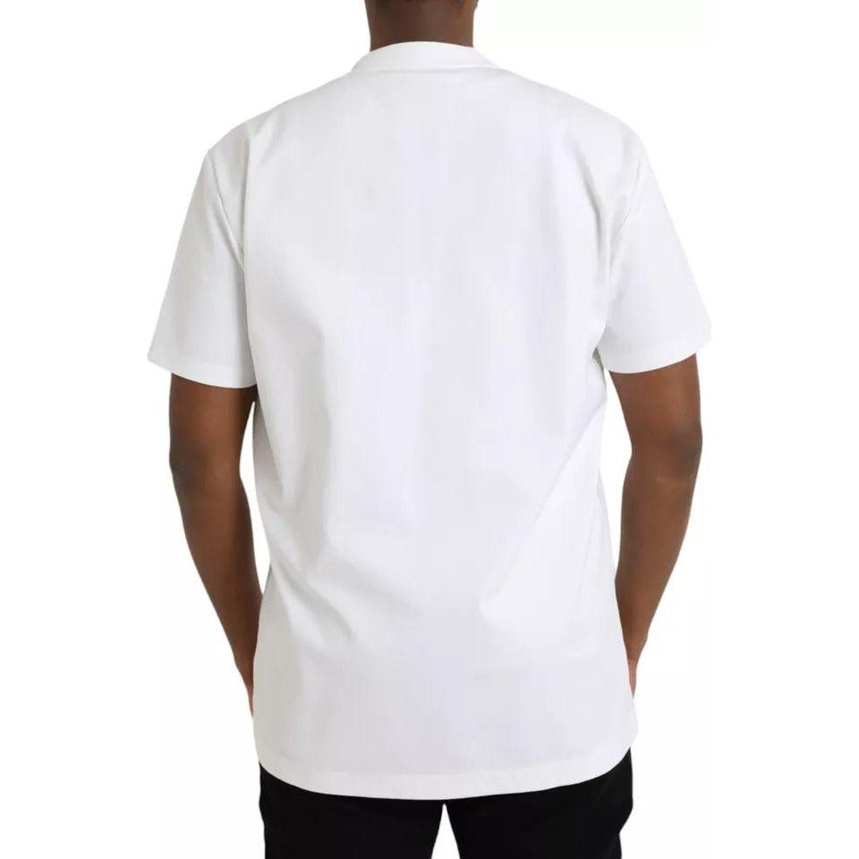 Dolce & Gabbana White Logo Embossed Cotton Crewneck T-shirt Dolce & Gabbana Lavender