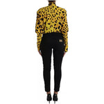 Dolce & Gabbana Yellow Leopard Print Long Sleeves Top Blouse TSH84223-40