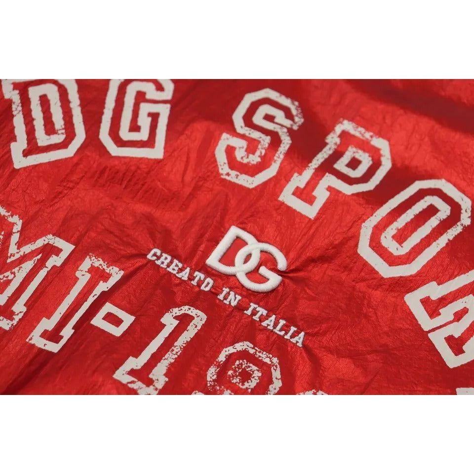 Dolce & Gabbana Red Nylon Logo Print Sleeveless Jersey Top Dolce & Gabbana Firebrick