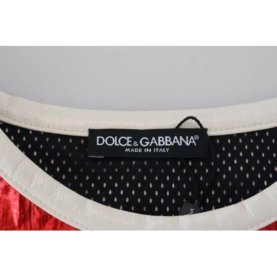 Dolce & Gabbana Red Nylon Logo Print Sleeveless Jersey Top Dolce & Gabbana Gray