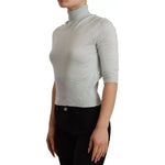 Dolce & Gabbana Mint Green 3/4 Sleeves Turtle Neck Silk Top TSH7164-40