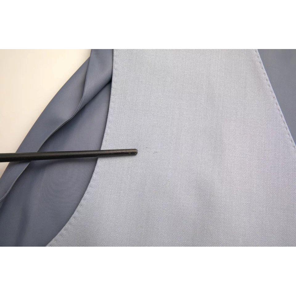 Dolce & Gabbana Light Blue Wool Formal Dress Waistcoat Vest Dolce & Gabbana Gray