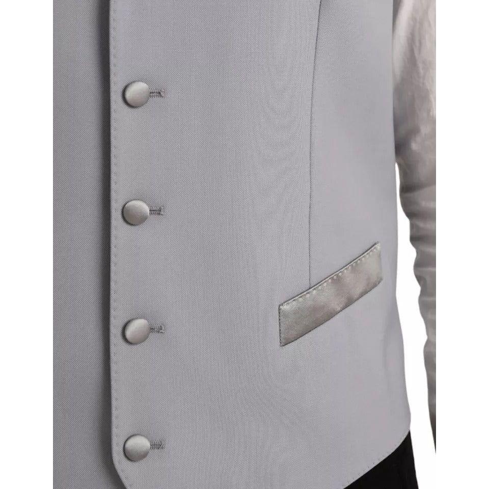Dolce & Gabbana Light Blue Wool Formal Dress Waistcoat Vest Dolce & Gabbana Dark Gray