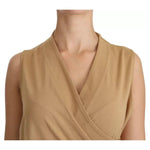 Ralph Lauren Brown V-neck Shift Knee Length Viscose Dress DR2191-42