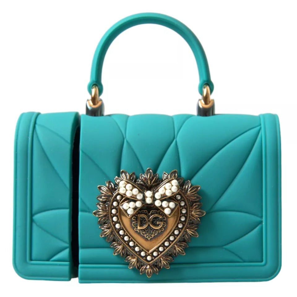 Dolce & Gabbana Turquoise Silicone Devotion Heart Cover Hand Bag Airpods Case SMY101310#