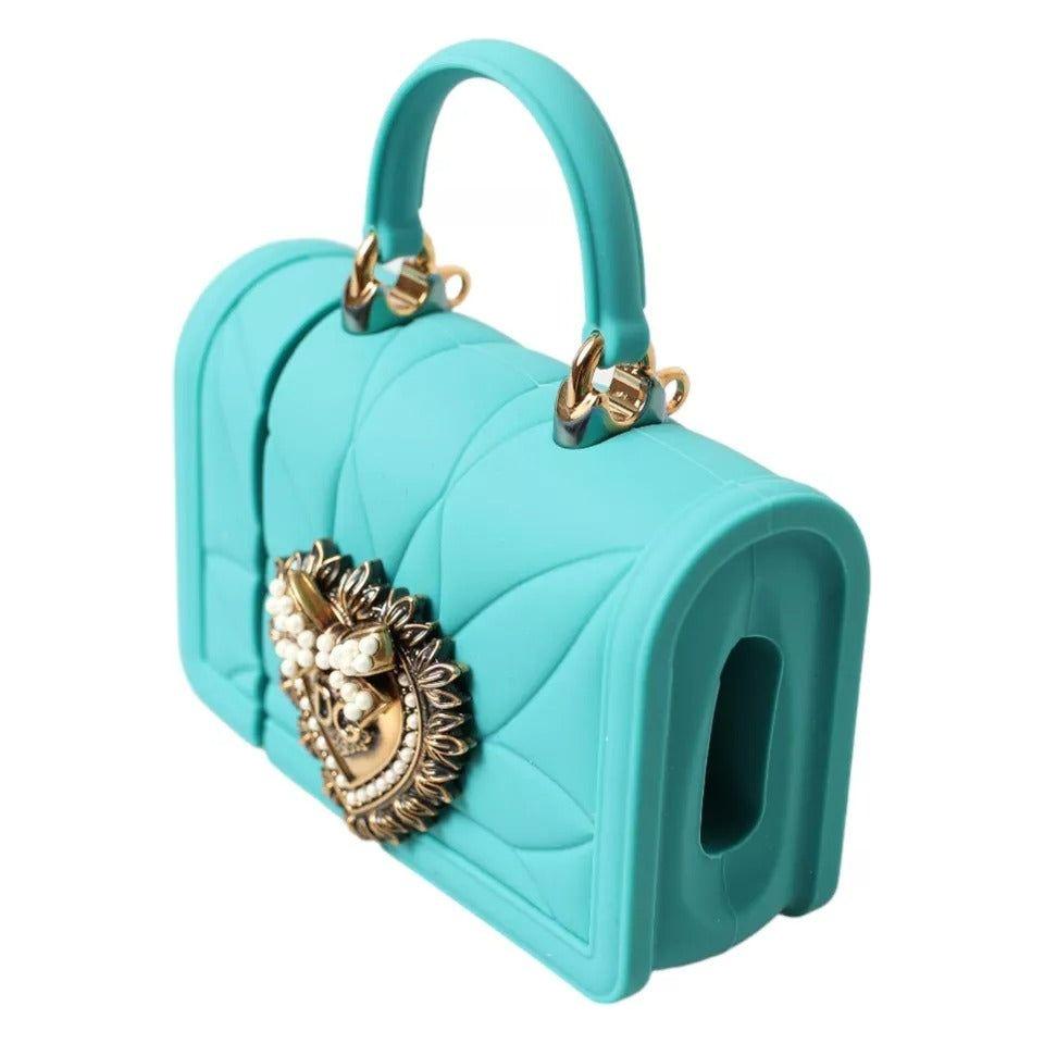 Dolce & Gabbana Turquoise Silicone Devotion Heart Bag Cover Hand Airpods Case Dolce & Gabbana Sky Blue