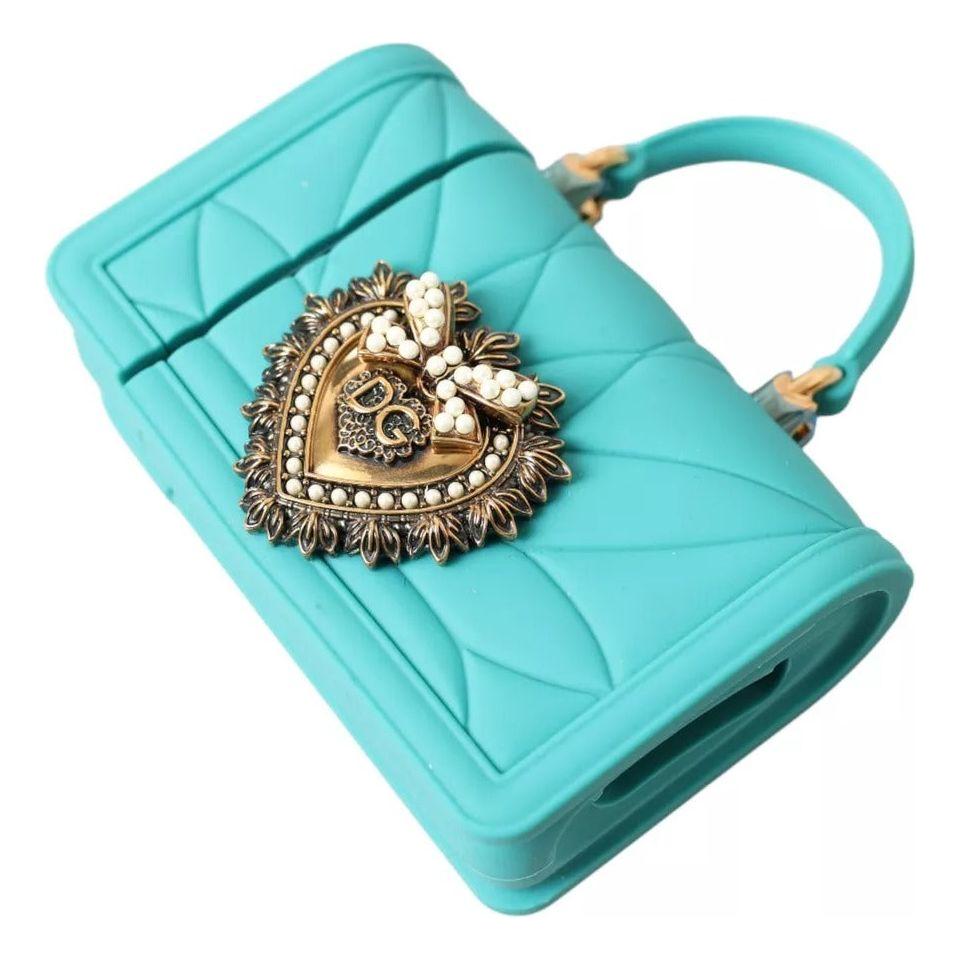 Dolce & Gabbana Turquoise Silicone Devotion Heart Bag Cover Hand Airpods Case Dolce & Gabbana Medium Turquoise