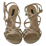 Dolce & Gabbana Gold Silk Ankle Strap Heels Sandals Shoes LA7709-37