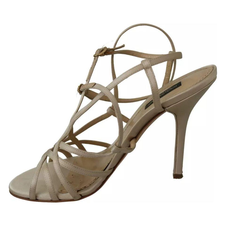 Dolce & Gabbana Gold Silk Ankle Strap Heels Sandals Shoes Dolce & Gabbana Dim Gray