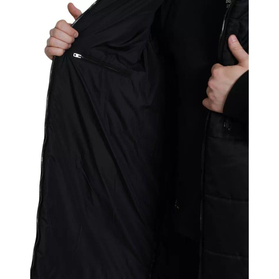 Dolce & Gabbana Black Nylon Hooded Parka Coat Winter Jacket Dolce & Gabbana Black