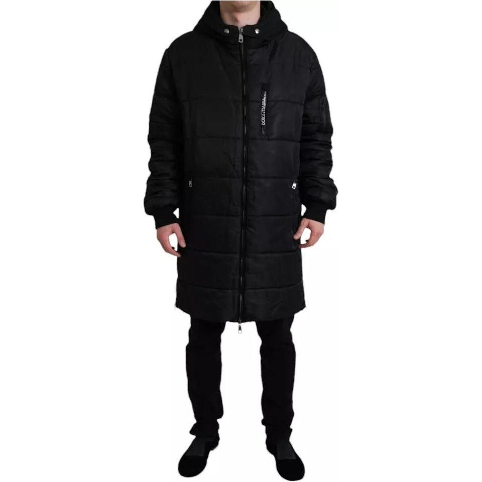 Dolce & Gabbana Black Nylon Hooded Parka Coat Winter Jacket Dolce & Gabbana Black