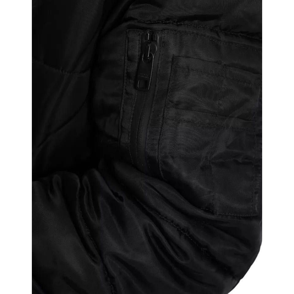 Dolce & Gabbana Black Nylon Hooded Parka Coat Winter Jacket Dolce & Gabbana Black