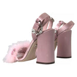 Dolce & Gabbana Pink Turkey Feather Crystal Sandals Shoes LA10906-36
