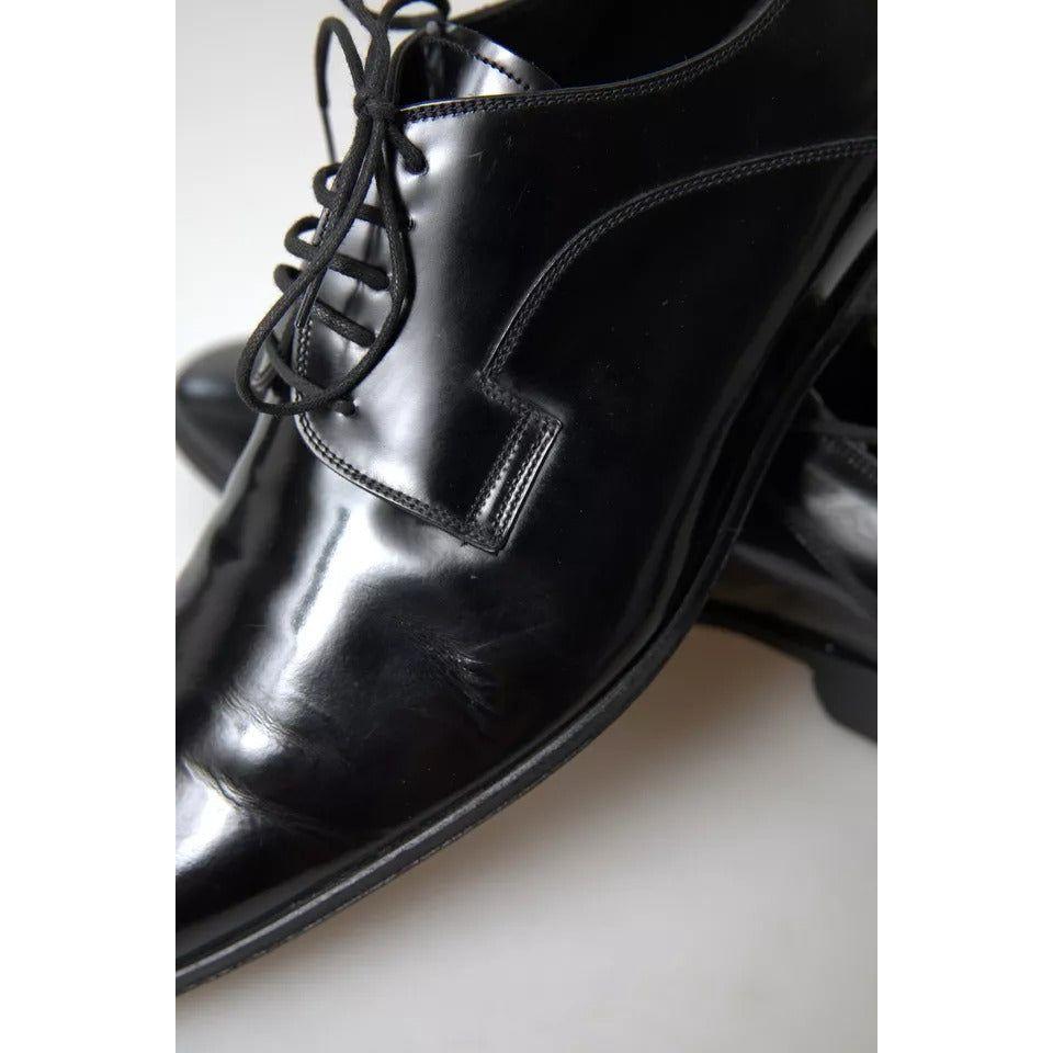 Dolce & Gabbana Black Polished Leather Formal Dress Shoes Dolce & Gabbana Light Gray