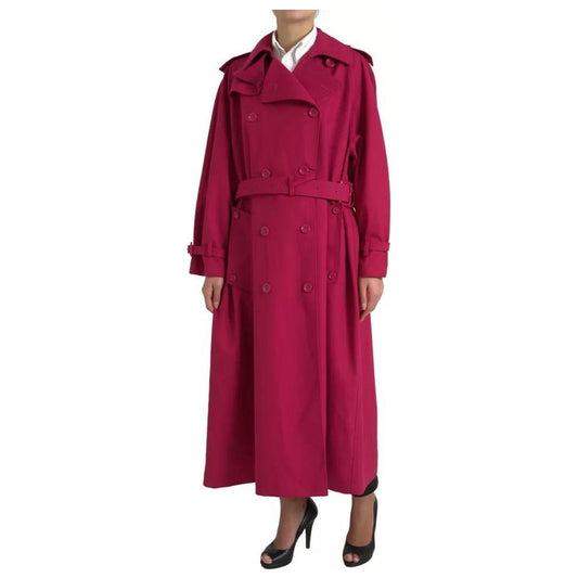 Dolce & Gabbana Dark Pink Double Breasted Trench Coat Jacket