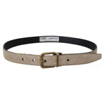 Dolce & Gabbana Beige Velvet Leather Gold Tone Metal Buckle Belt BEL8924-80